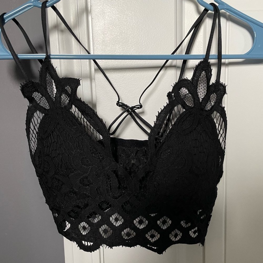 NEW - Black Crochet Lace Bralette - Small
